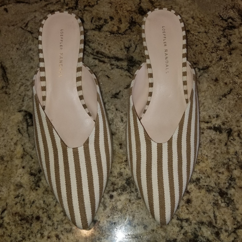 Loeffler Randall Brown and White Striped Heels